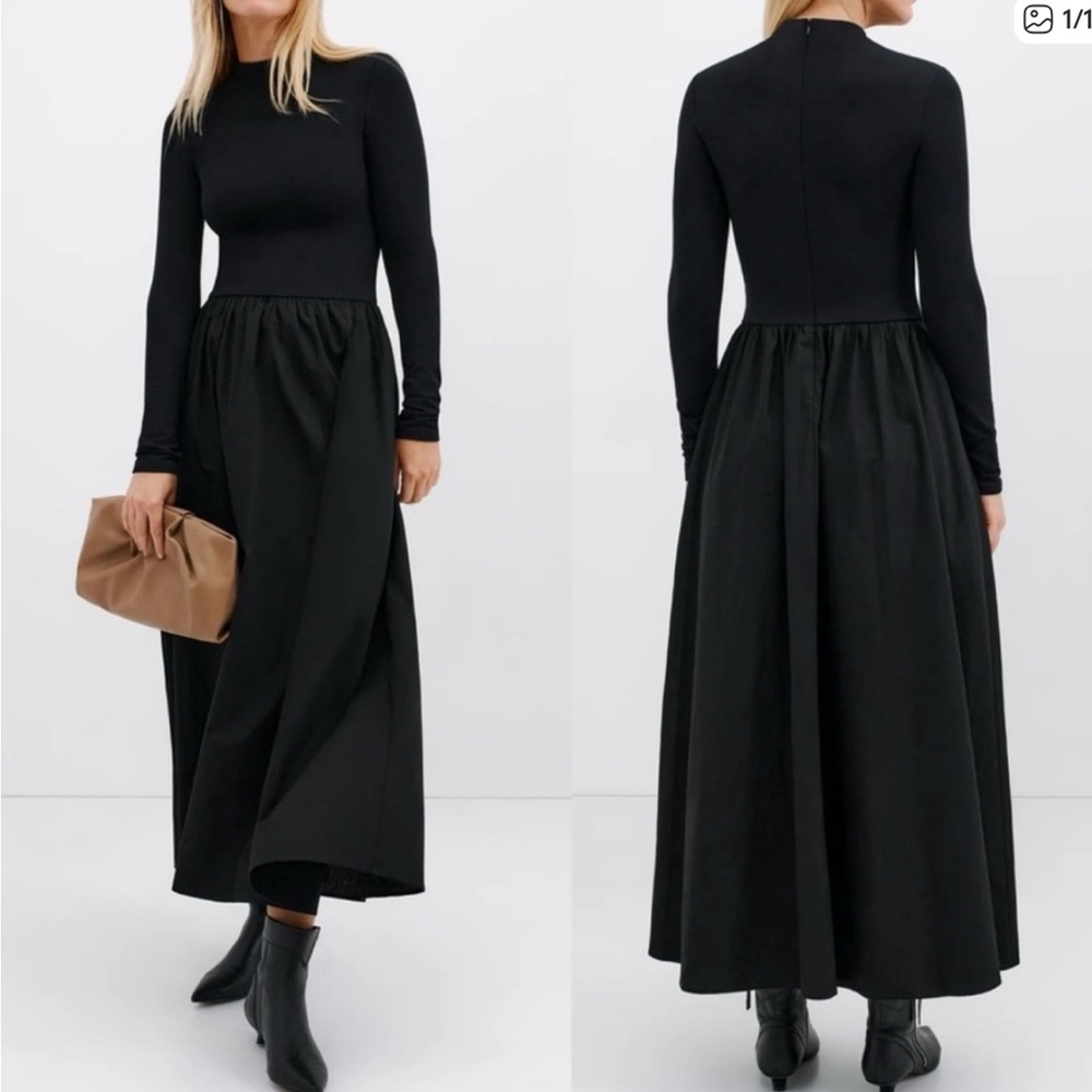 Marcella Fillmore Dress Maxi Long Sleeve Black XXS